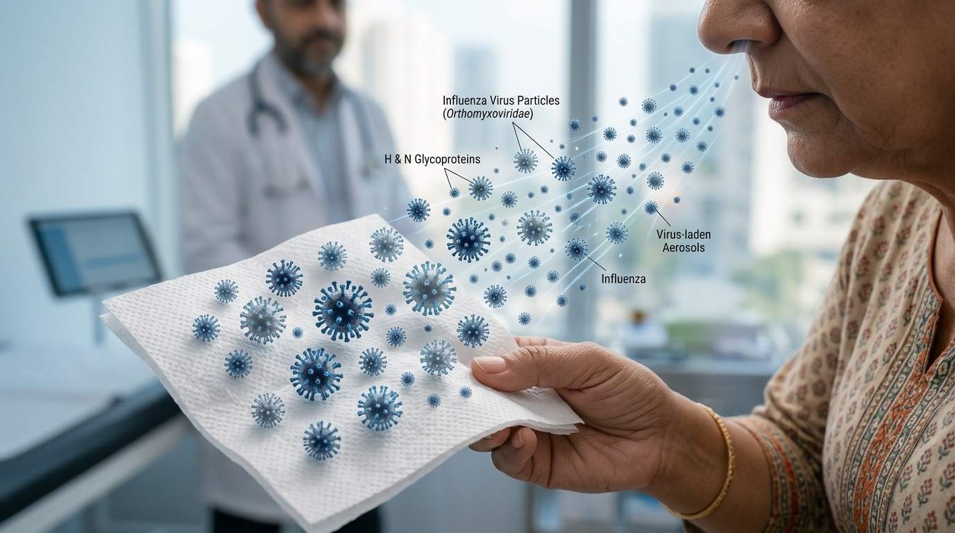 Doctor discussing influenza A symptoms and respiratory infection with a patient